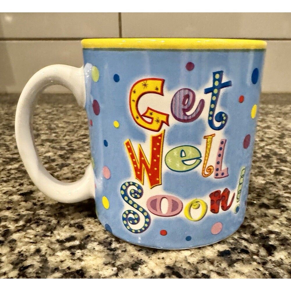 burton & Burton ‘Get Well Soon’ Happy Colorful Polka Dots Mug Feel Better Gift